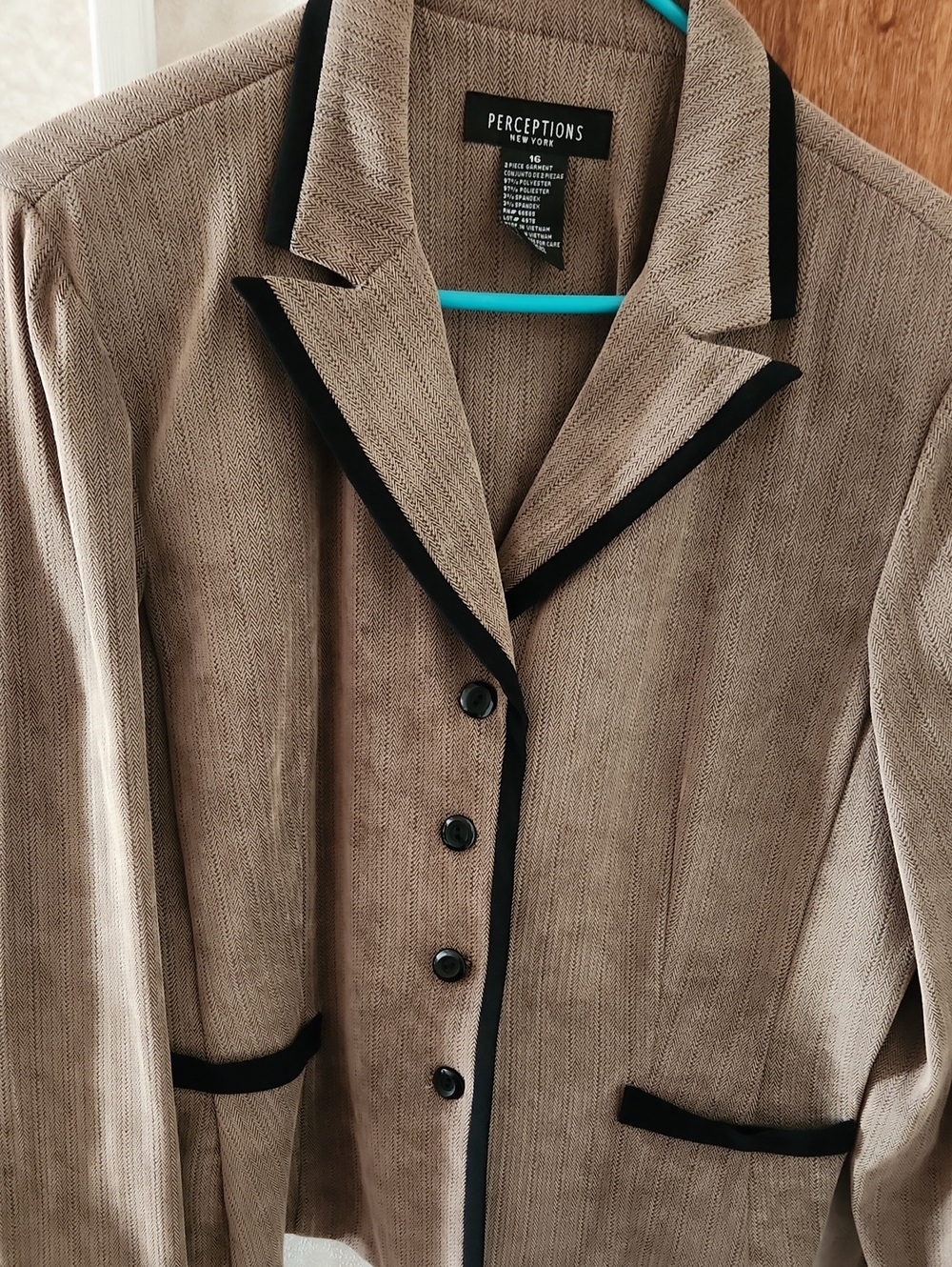 Size 16-Perceptions Taupe Blazer with Black Trim List# 130